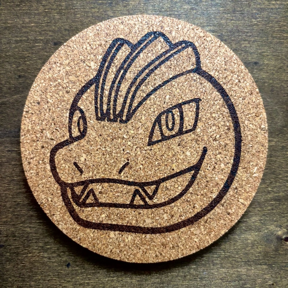 Pokemon Machoke Face Laser Engraved Cork Coaster